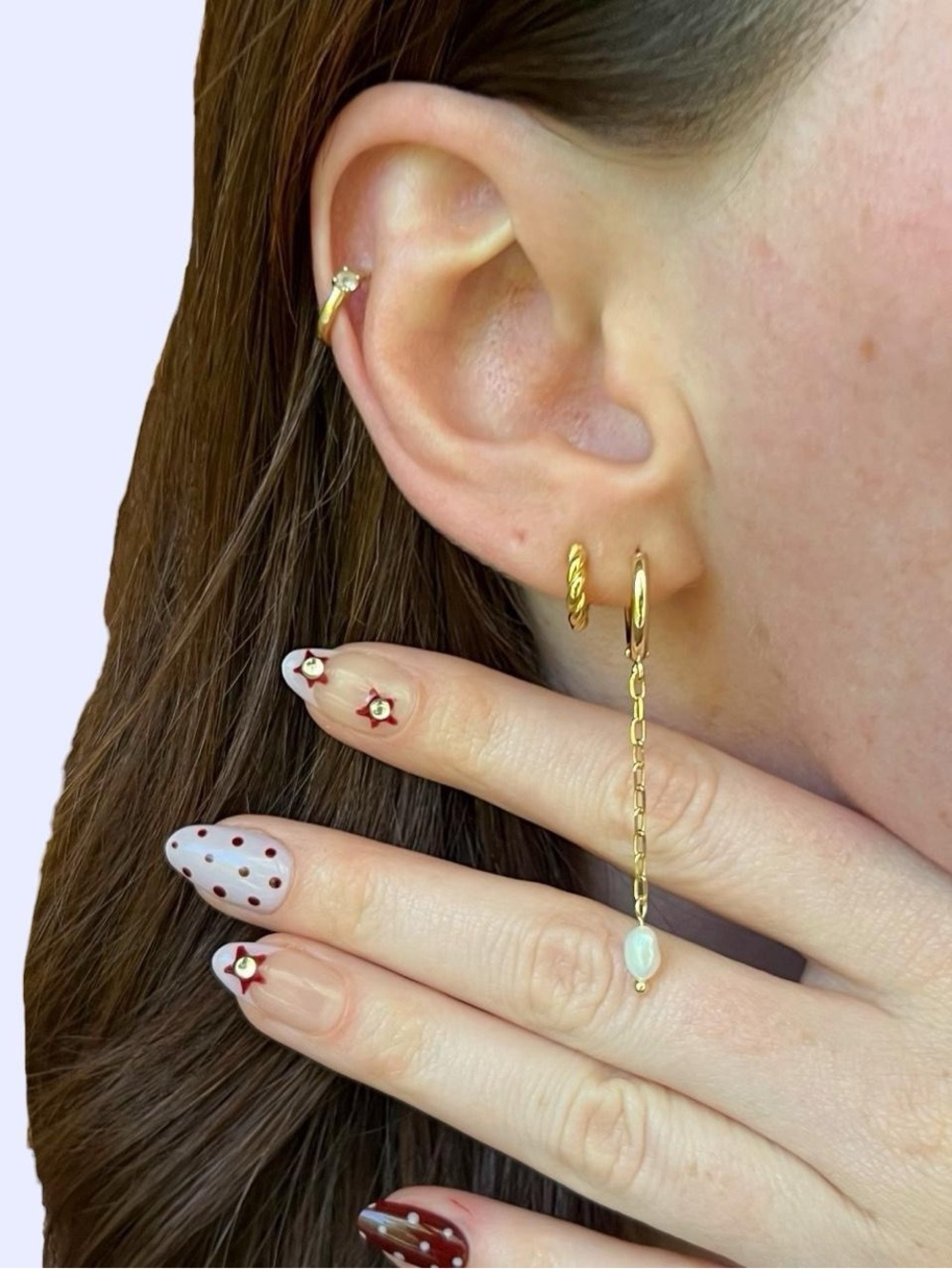 18K Gold-Plated White Freshwater Pearl Hoop Dangle Earrings ✨